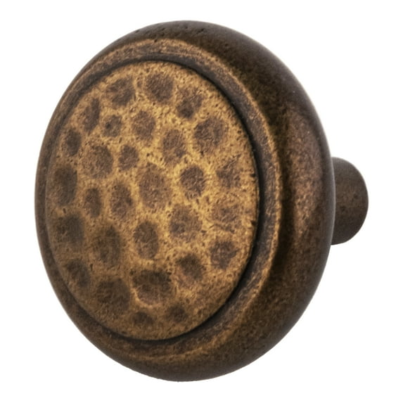 Amerock BP53017R3-XCP250 Round Hammered Head Kitchen Cabinet Knob 1-1/4" Diameter Rustic Brass - pack of 250