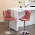 thumbnail image 3 of Bar Stools with Backs | Adjustable 25 - 33 Inches, Swivel for Dining | Velvet Main Material with Cupreous Nailheads | Fixes Back Support Problems, 3 of 7