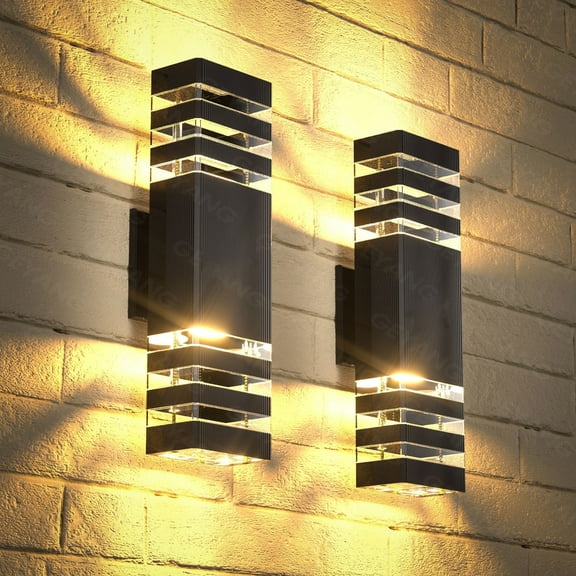 GEYANG  waterproof square outdoor wall hanging lamp, 3-layer black modern home outdoor lamp, aluminum waterproof outdoor lighting fixture, suitable for houses, gardens, courtyards(bulb not included）