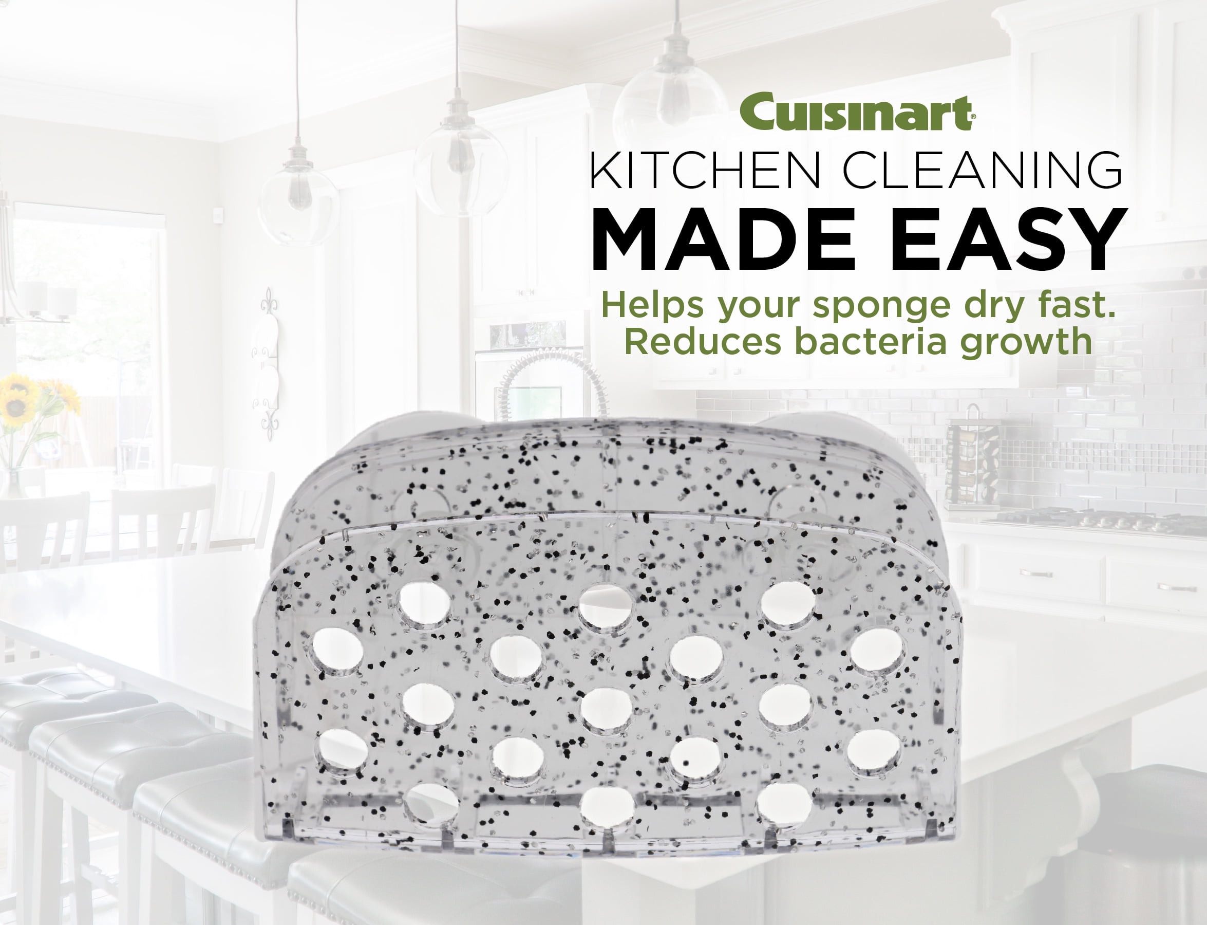Cuisinart Sponge Holder for Kitchen Sink This Plastic Sink Caddy Helps Your Sponge Dry Keep Your Kitchen Organized Strong Suction Cups No Metal or Rust Easy To Remove Clear Walmart