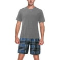thumbnail image 3 of outfmvch t shirts for men fashion casual short sleeve plaid shorts suit pajamas home service womens tops navy, 3 of 9