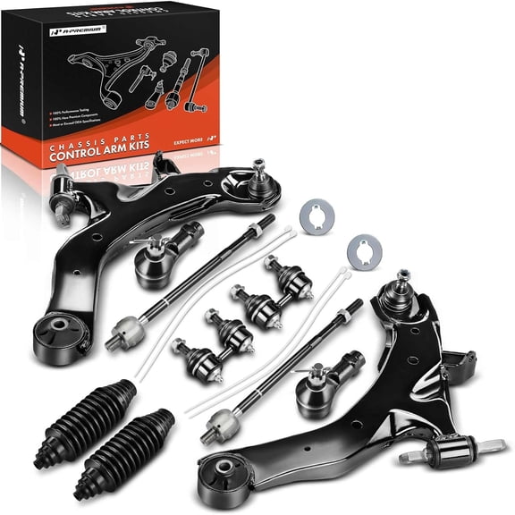A-Premium 10Pcs Front Suspension Kit Lower Control Arm and Ball Joint Assembly Sway Bar Link Tie Rod End Rack Boot Kit Compatible with Hyundai Elantra 2001 2002 2003 2004 2005 2006 2.0L