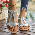 thumbnail image 4 of Women's Flat Sandals Strappy Gladiator Sandals with Adjustable Ankle Strap,Teardrop Boho Beach Sandals for Summer Vacation, Festival, Casual Comfort, 4 of 9