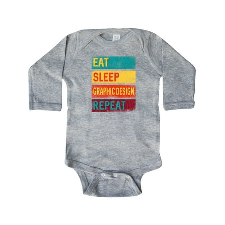 

Inktastic Graphic Designer Artist Eat Sleep Design Repeat Gift Baby Boy or Baby Girl Long Sleeve Bodysuit