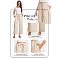 thumbnail image 3 of SWQZVT Women's Casual Wide Leg Pants Wide Leg Pants Drawstring Elastic Mid Waist Pants with Pockets Khaki, 3 of 7