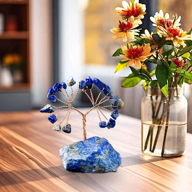EGNMCR Décor de Chambre, Décor de Maison Pierre de Cristal Naturelle Colorée Pierre Concassée Arbre de Richesse Base en Améthyste Tressée à la Main Arbre à Argent Décoration de Maison Crystal Money Treese