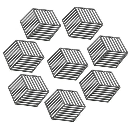 

SUANMAY Silicone Table Mat Anti-Slip Pot Holder Place Mat Insulation Table Mat Heat Resistant Mat for Countertop Table Protector Silicone Coaster [8-Pack] Black Stripe