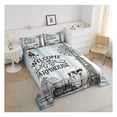 thumbnail image 3 of Jia ma sha Rustic Farmhouse Kids Comforter Set King Size,Old Wooden Door Cottage Bedding Set,Girls Boys Adults Room Decor,Cow Chicken Tractor Down Comforter,Blue Vintage Duvet Insert,2 Pillowcases, 3 of 6