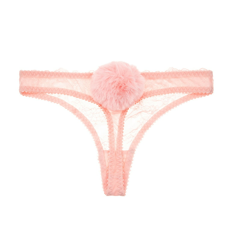 Varsbaby Women's Funny Thongs Lace Underwear with Detachable Rabbit Tail