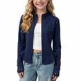 thumbnail image 2 of Girls Zip Up Athletic Jacket Lightweight Stand Collar Workout Outerwear With Thumbhole Cuffs for Gym Yoga Sports Daily Occasions, 2 of 8