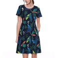 thumbnail image 1 of Bixox Robe d'Été à Manches Courtes pour Femmes Robe Ample Longueur Genou avec Poches-Dinosaure, 1 of 7