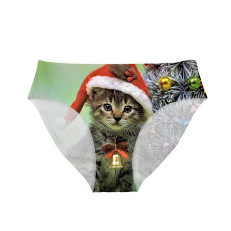 

Uorcsa Midnight Christmas Women Underwear Printed Low Waist Underpants Green