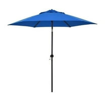 California Umbrella  9 ft. Eco Series Crank Lift Push Tilt Steel Market Umbrella, Pacific Blue Polyester