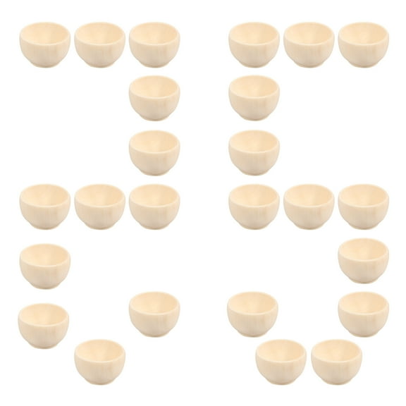 25 Pcs Wood Pinch Bowls Small Wood Bowl Unfinished Wood Bowl Unpainted Condiment Bowls Reusable Sauce Bowl Multifunctional Mini Round Bowl for Dipping Sauce
