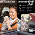 thumbnail image 5 of Leopard Print 30oz Handheld Travel Tumbler with Handle – Double Wall Stainless Steel Insulated Cup, Flip Straw Lid, Leak-Proof & BPA-Free for Hot and Cold Drinks – Durable Coffee & Juice Mug White, 5 of 6