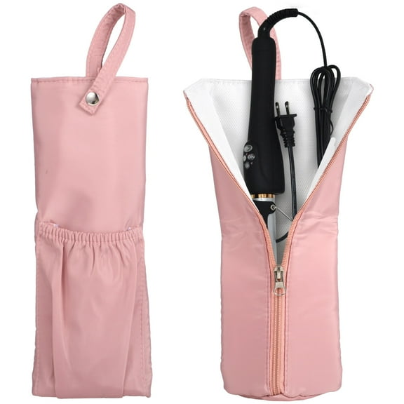 2 PCS Heat Resistant Curling Iron Bags, Hanging Curling Iron Holder and Mat, Travel Storage Pouch for Flat Iron and Hot Hair Tools, Portable Zipper Bag for Home Travel
