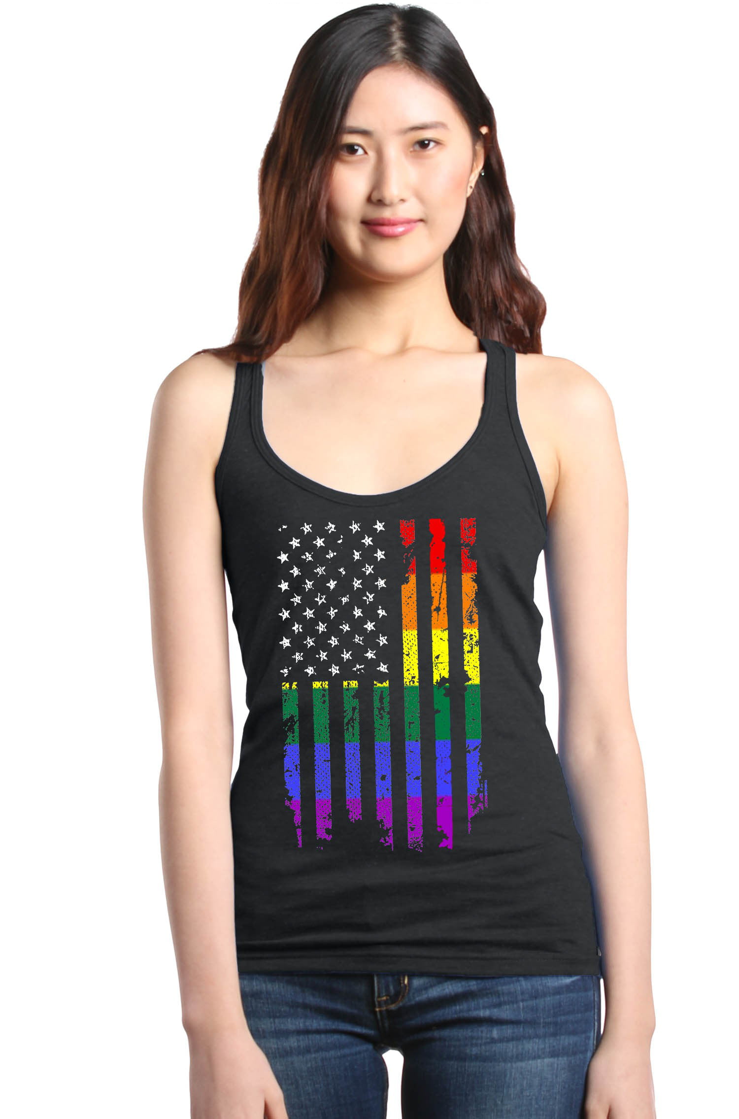 Shop4ever Shop4ever Women S Distressed Rainbow Flag Gay Pride