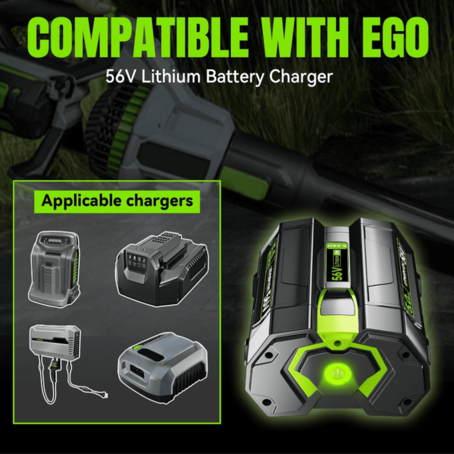 56V 5.0Ah Lithium-ion Battery Replacement for EGO 56V Battery BA1400T BA2800T BA4200T BA5600T and Other Battery Models Compatible with EGO 56 Volt Lithium-Ion Battery Power Tools