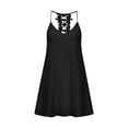 thumbnail image 7 of cocolona Womens Summer Halter Dress Sleeveless Ruffle Flowy Mini Dress Casual Solid Color Vacation Beach Sundress, 7 of 7