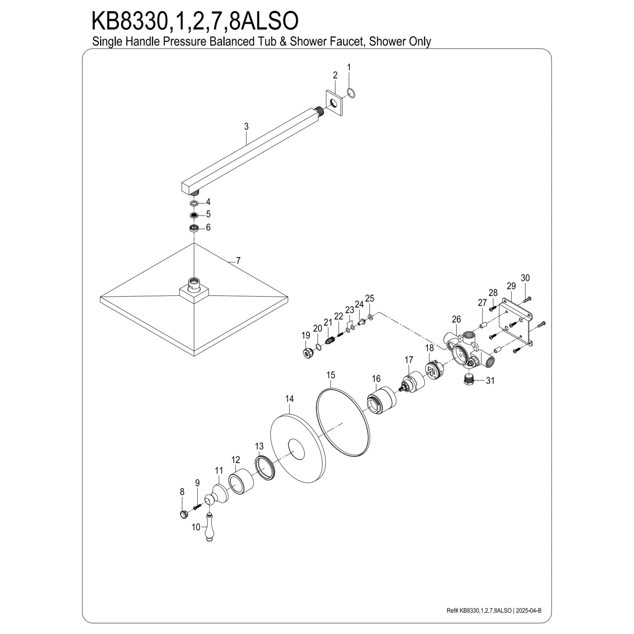 Kingston Brass KB8338ALSO Restoration Single-Handle Pressure Balanced Shower Faucet, Brushed Nickel