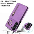 thumbnail image 5 of Nalacover for Samsung S20 FE, Wallet with RFID Credit Card Holder and Zipper Pocket,Drop Protection Flip Cover Ring Holder Kickstand with Double Magnetic Clasp for Samsung Galaxy S20 FE, Purple, 5 of 10