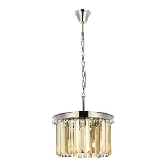 Sydney 3 light Polished nickel Pendant Golden Teak (Smoky) Royal Cut Crystal