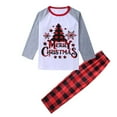 thumbnail image 3 of Yuanyu Matching Family Pajamas Sets Christmas PJ's Letter Print Top and Plaid Pants Sleepwear, 3 of 10
