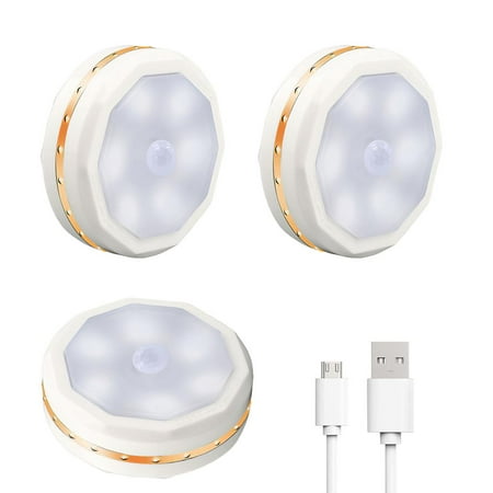 

3pcs Night Lamp 6 LED Intelligent Sensor Body Induction USB Rechargeable Corridor Bedside Light Sleep Lamp for Baby Room Bedroom Living Room
