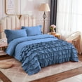 thumbnail image 2 of DNG Creations 1 Piece Vintage Ruffle Duvet Cover 100% Egyptian Cotton, 800 Threads Count - With Zipper & Corner Ties ( Oversized Queen - Solid Medium Blue ), 2 of 7