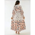 thumbnail image 4 of Printed Long Sleeve Maxi Dress with Belt, 4 of 6