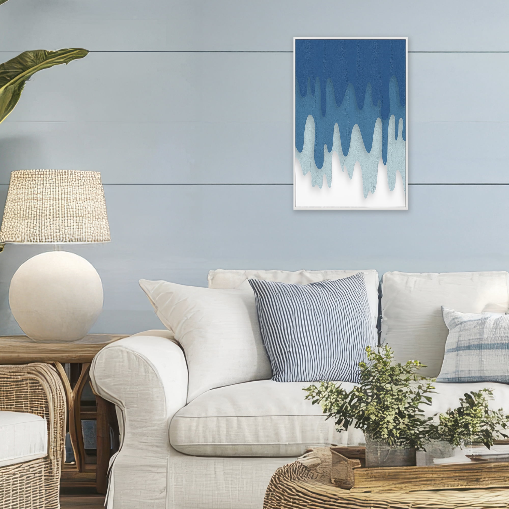 Stupell Industries Water Wave Fluid Contour White Framed Giclee Art, design by Martina Pavlova