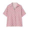 thumbnail image 4 of IUYRTFE Women's Polka Dot Short Sleeve Collared Blouse – Casual V-Neck Button-Front Shirt for Summer Beach Vacation and Daily Wear, 4 of 7
