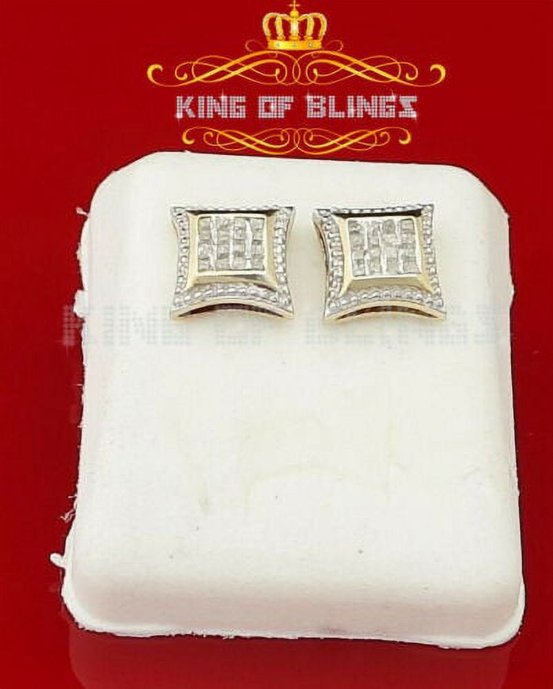 King of Bling's Aretes Para Hombre 925 Yellow Silver 0.25ct Diamond Men's Stud Kite Earrings