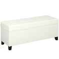 thumbnail image 1 of HOMCOM Banc Ottoman de Rangement, Coffre de Rangement en Lin de 47 Pouces, Blanc Crème, 1 of 10