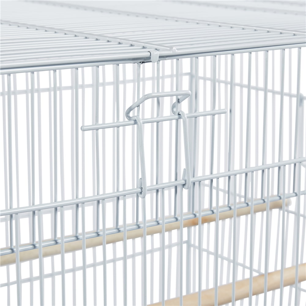 Renwick 47"H Rolling Stand Flight Metal Bird Cage with Slide-Out Tray for Small Birds, White