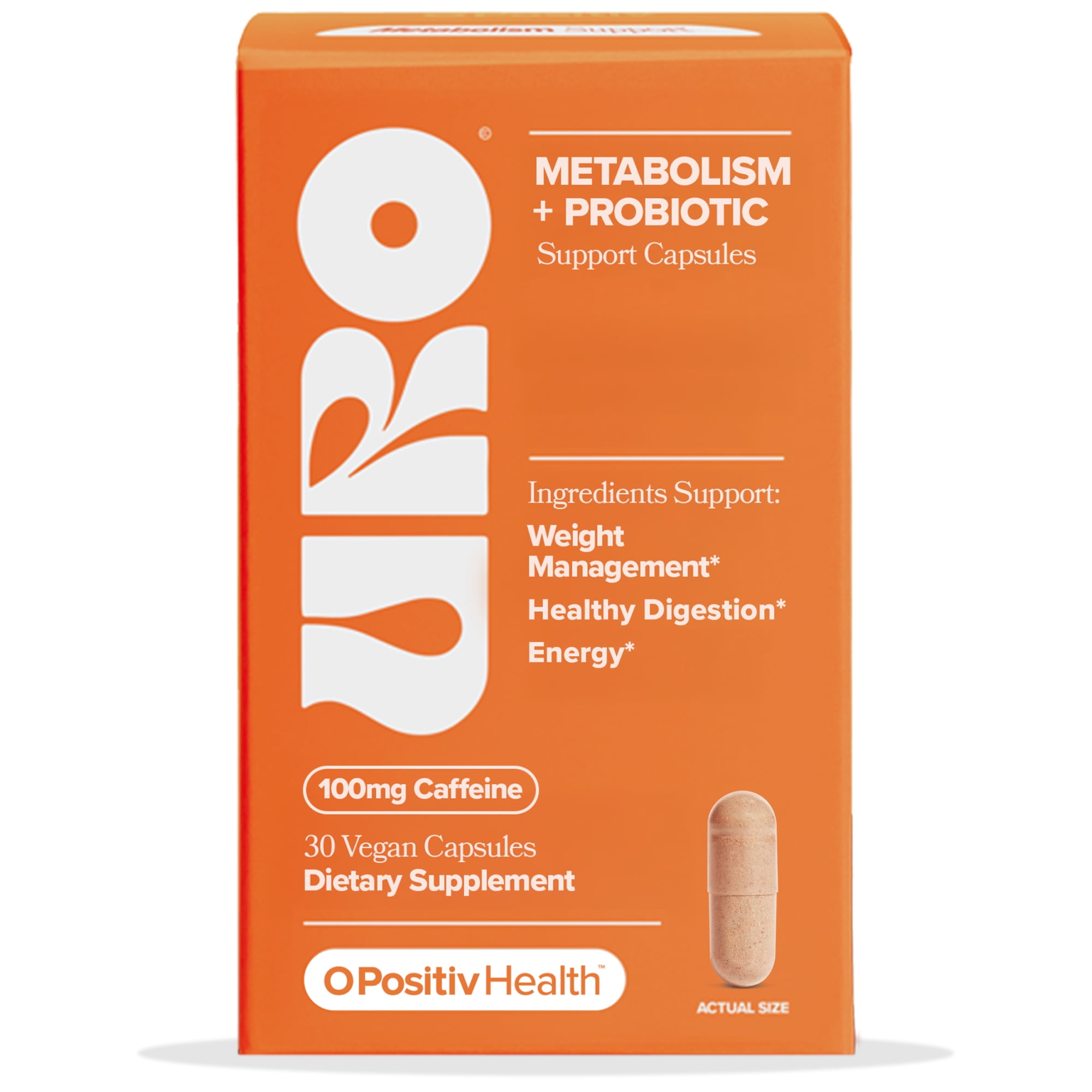 O Positiv URO Metabolism + Probiotic Capsules for Weight Management, Appetite Control & Energy, 30 Count