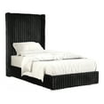 thumbnail image 2 of Furniture of America Cafein Kids Twin Extra Tall Tufted Fabric Wingback Mattress Ready Bed, Black, 2 of 6