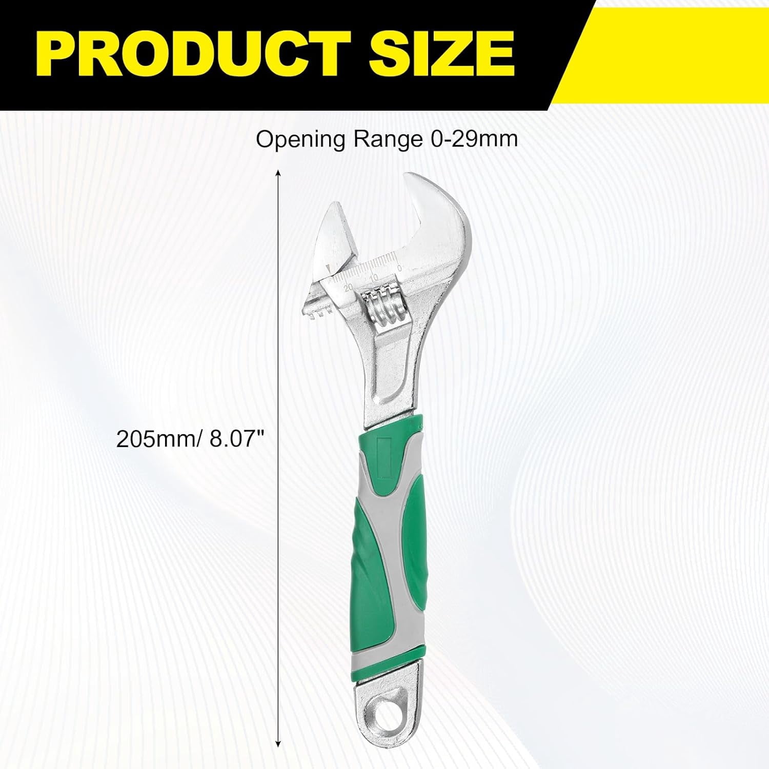 MKEUDQ-Adjustable Wrench 6" High Carbon Steel Industrial Wide Jaw Wrench Adjustable Repairs Spanner Tool with Graduated Scale for Home Garage Workshop Plumbing, Green-Gray
