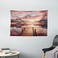 thumbnail image 2 of Ambesonne Lake Tapestry Wall Hanging, Mesmerizing Sunset Mountains, 60"x40", Salmon Purple Grey, 2 of 3