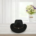 thumbnail image 5 of Cowboy Hats for Men Women, Cowgirl Hat Wide Brim Felt Hats with Bull Head, Western Retro Vintage Jazz Hat Cowboy Hats for Lover, 5 of 6