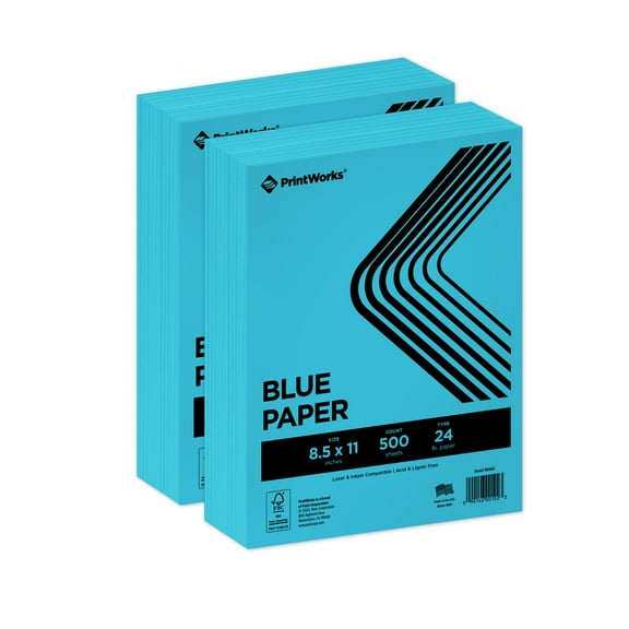 Printworks Bright Color Paper, Blue, 8.5 x 11, 24 lb, 1000 Sheets