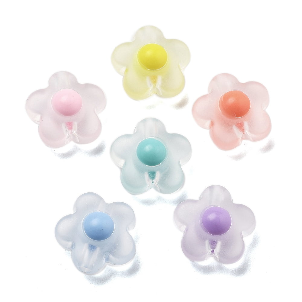 500 g Frosted Transparent Acrylic Beads Bead in Bead Flower Mixed color 16x17x9.5mm Hole: 3mm 406pcs/500g.