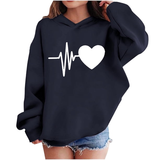 Sudadera con capucha y estampado de corazón de San Valentín, sudadera de manga larga para niños y niñas, chaqueta para niñas de talla mediana y grande.