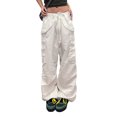 thumbnail image 1 of VISgogo, pantalones largos salvajes a la moda para mujer, pantalones Cargo informales con bolsillo de Color sólido, pantalones de cintura baja con cordón de primavera, pantalones VISgogo moda, 1 of 9