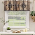 thumbnail image 3 of Wooden Plank Valances for Windows, Rustic Farmhouse Brown Black Barn Door Light Filtering Kitchen Curtains, Rod Pocket Window Valance Curtains for Living Room Bedroom, 60" W x 18" L, 2 Panels, 3 of 9