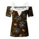 thumbnail image 4 of Blusa informal de manga corta con cuello en V y encaje con hombros descubiertos para mujer OAVQHLG3B Store  lin121212, 4 of 5