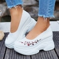 thumbnail image 2 of Women's Orthopedic Slip on Mules Platform Wedge Sneakers Backless Knit Comfortable with Arch Support Walking Shoes for Travel White Size 7.5, 2 of 4