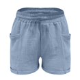 thumbnail image 7 of LEKODE Cotton Linen Shorts for Women Summer Elastic Waist Drawstring Bermuda Shorts Loose Comfy Short Pants with Pockets Blue L, 7 of 7