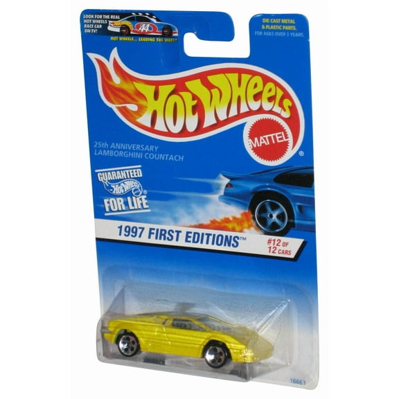 Hot Wheels 25th 1997 First Editions 12/12 Lamborghini Countach Yellow Car #510