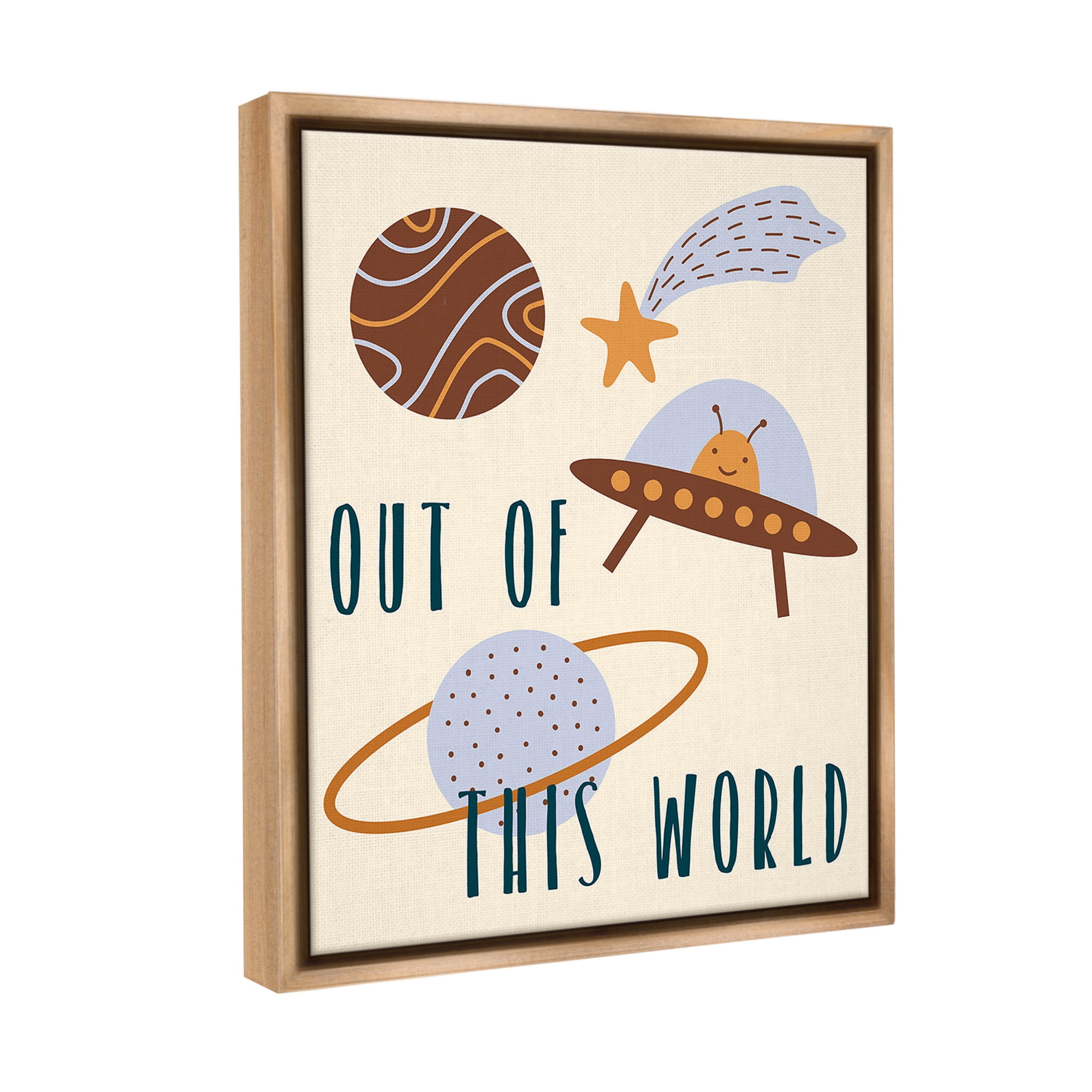 Stupell Industries Out Of This World Alien Fairy Tales & Fantasy Painting Brown Floater Framed Canvas Art Print Wall Art, 17 x 21